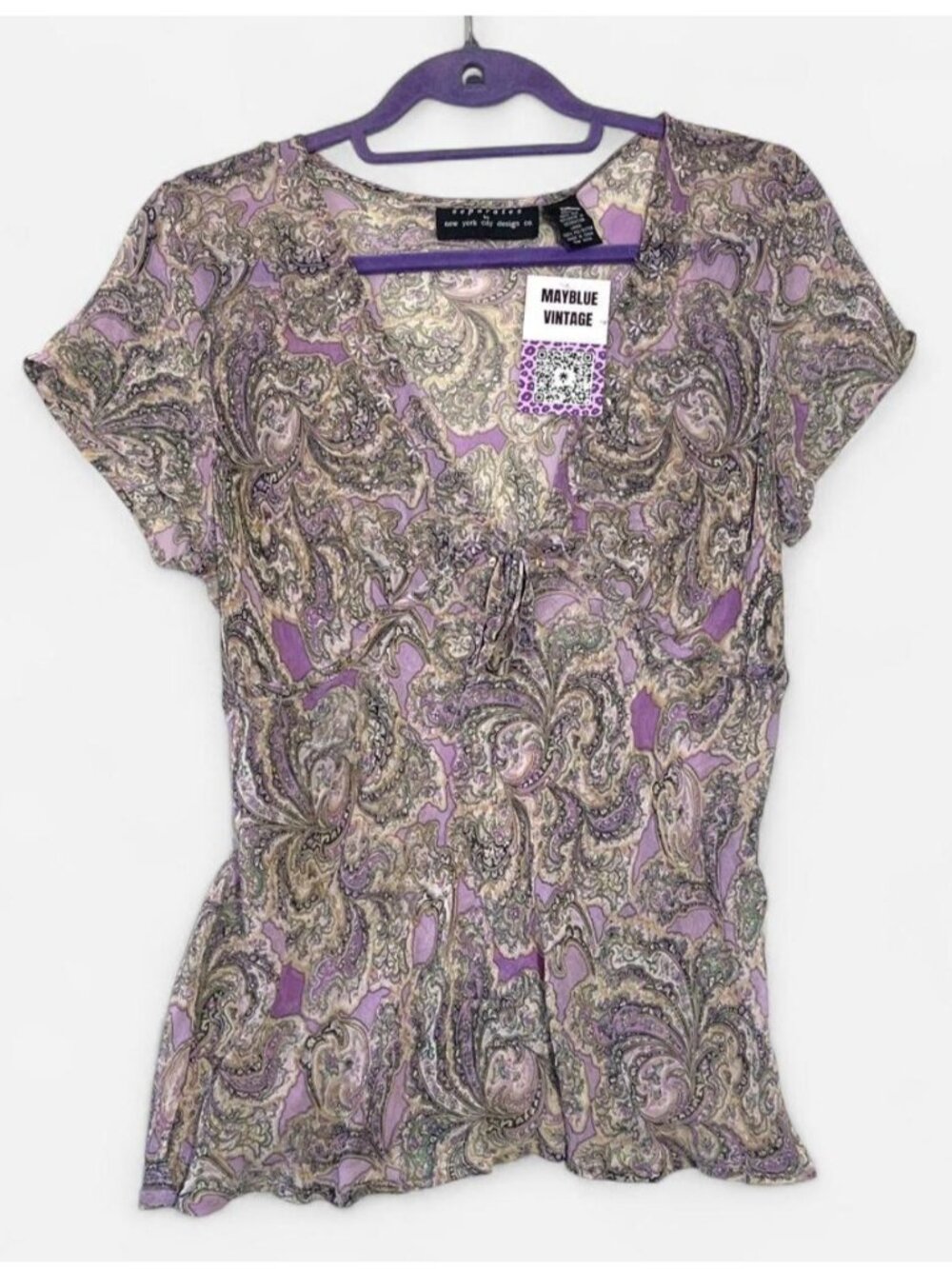 y2k vintage babydoll fairy beaded silk blouse